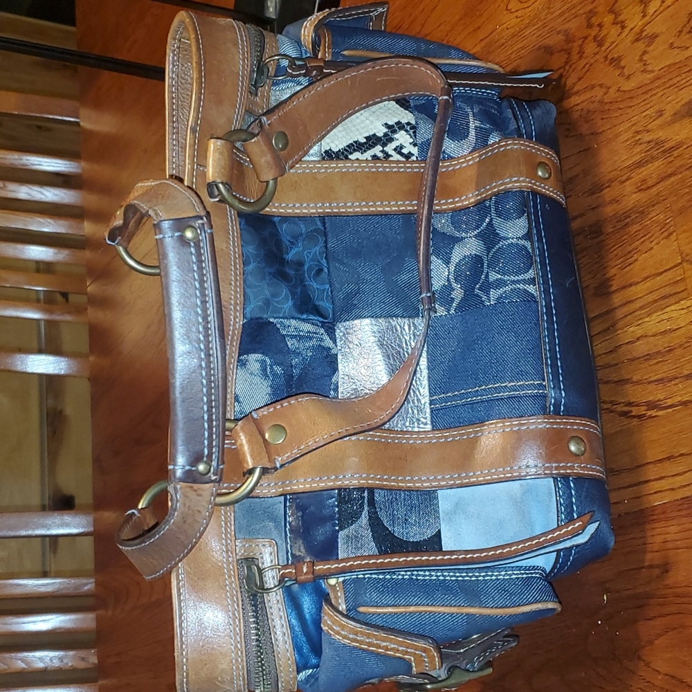 Coach 10002 Denim Patchwork Tote~Limited Edition~Blue